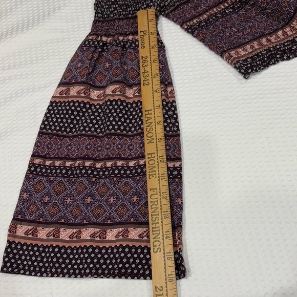 Charlotte Russe Smocked Boho Gypsy Womens Crop Top Bell Sleeves Purples sz Small - Picture 6 of 10